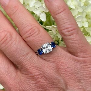 Italo sterling silver, 3 stone engagement ring